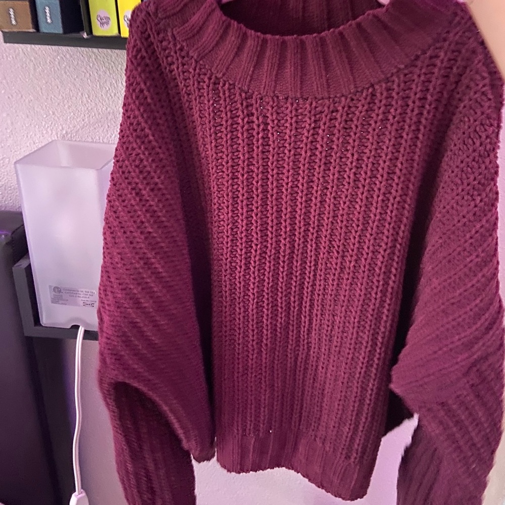 woven purple cropped sweater